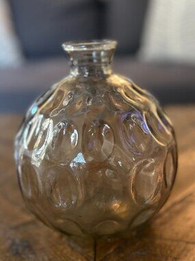Round Brown Glass Vessel or Decorative Object with Dimples MSRP $20